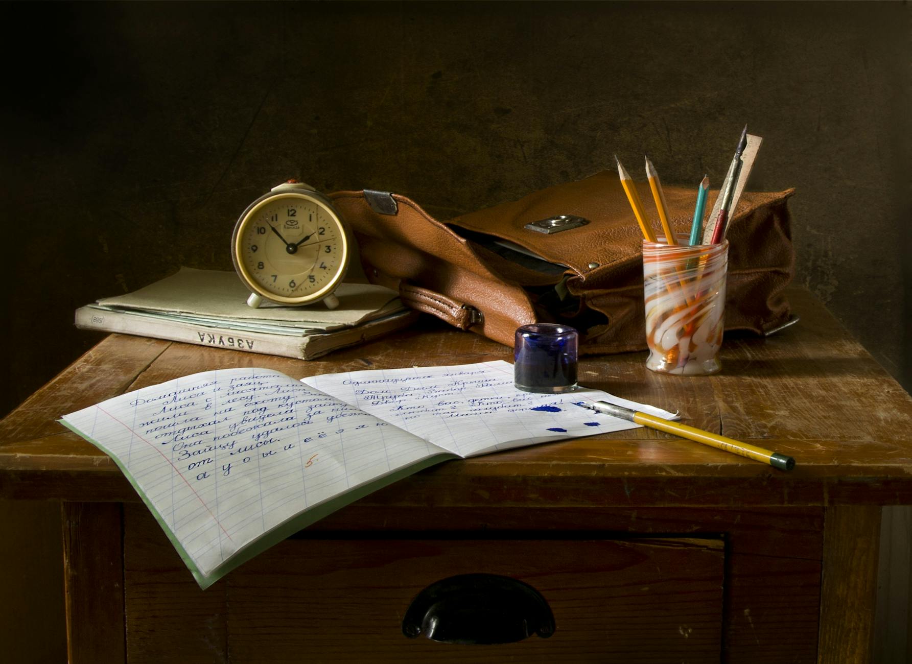 brown wooden desk